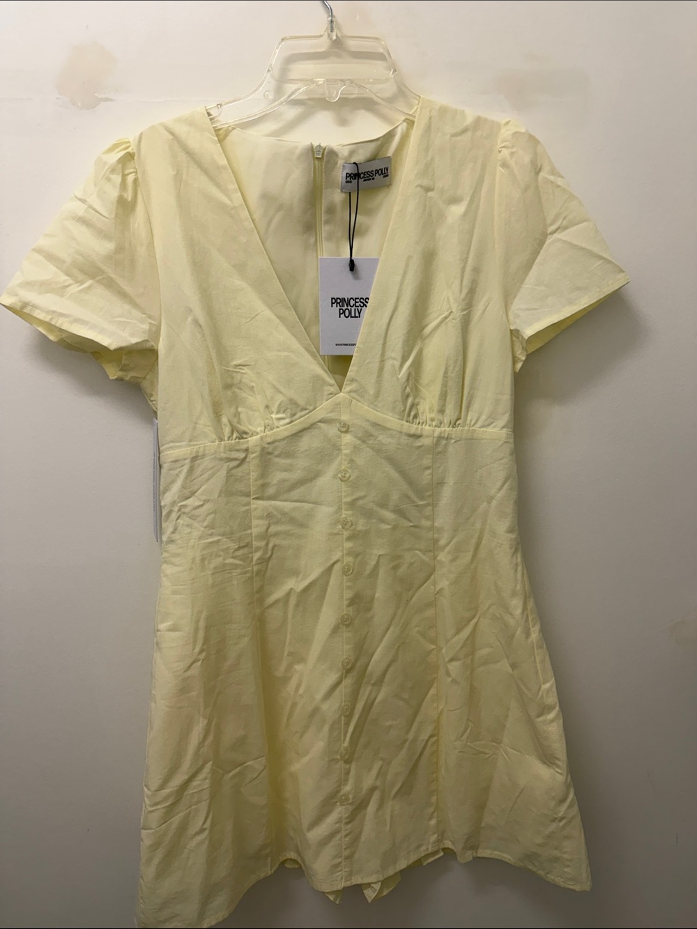 Princess Polly Pale Yellow Button-Front Mini Dress